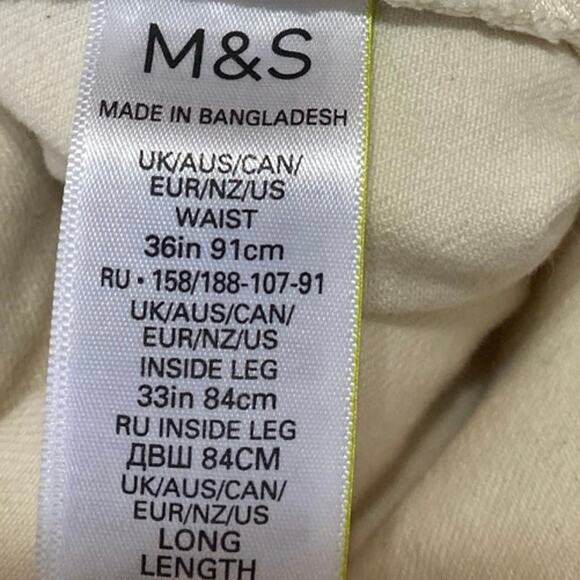 NEW Marks & Spencer Men's White Straight Fit Stretch Denim Jeans Pants Size 36 - Picture 7 of 7